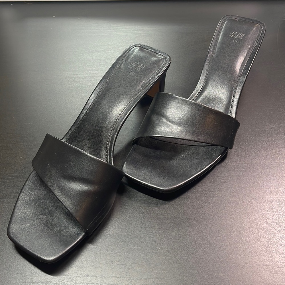 H&M black slip on heels